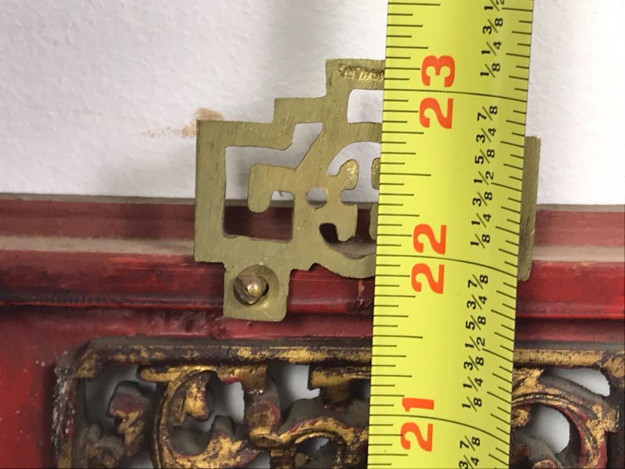 Pair Of Vintage Chinese Hand Carved Gilt Wooden Wall Hangings Ea. 6' X 23' [Photo 14]