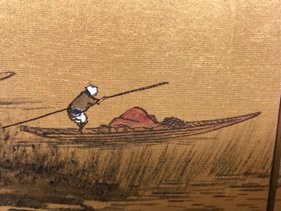 Original Asian Signed Painting Gold Folding Screen Divider 66' X 36' [Photo 9]