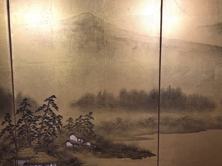 Original Asian Signed Painting Gold Folding Screen Divider 66' X 36' [Photo 16]
