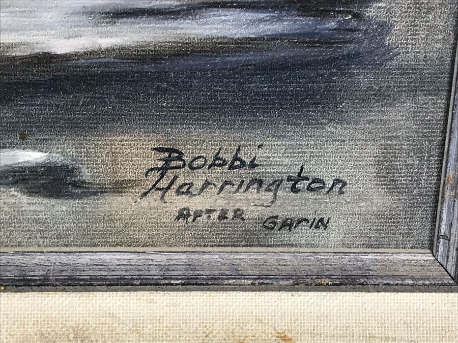 Framed Original Oil Painting Of Shoreline Crashing Waves By Bobbi Harrington After Garin 36' X 27' [Photo 6]