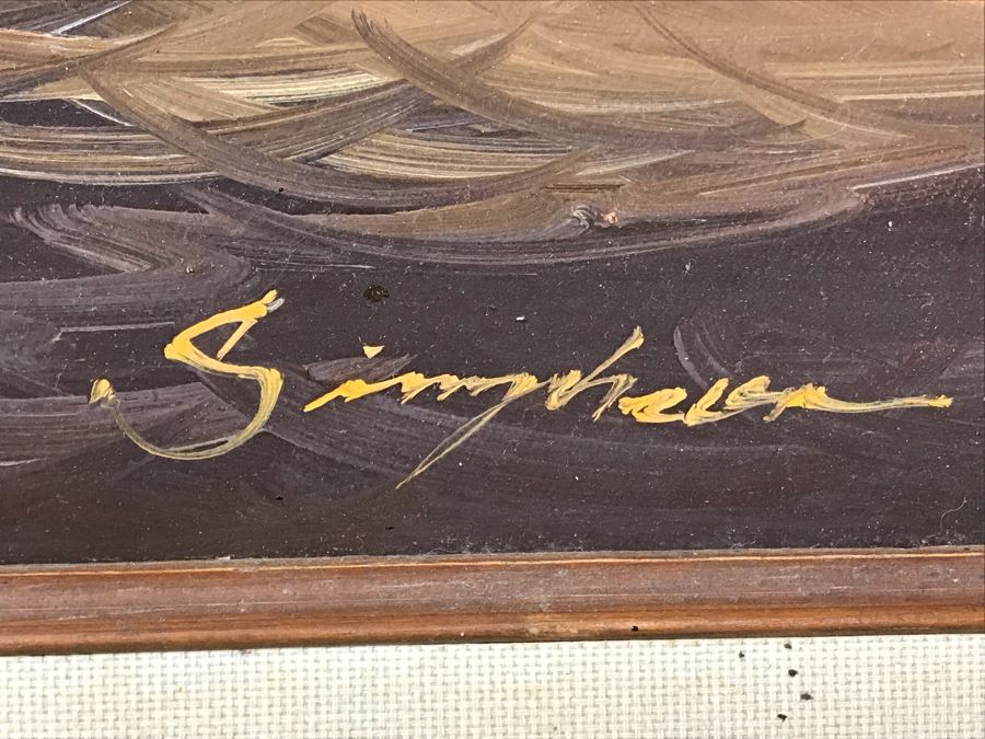 Framed Original Signed Oil Painting Of Ship At Sea Signature Illegible 31' X 27' [Photo 5]