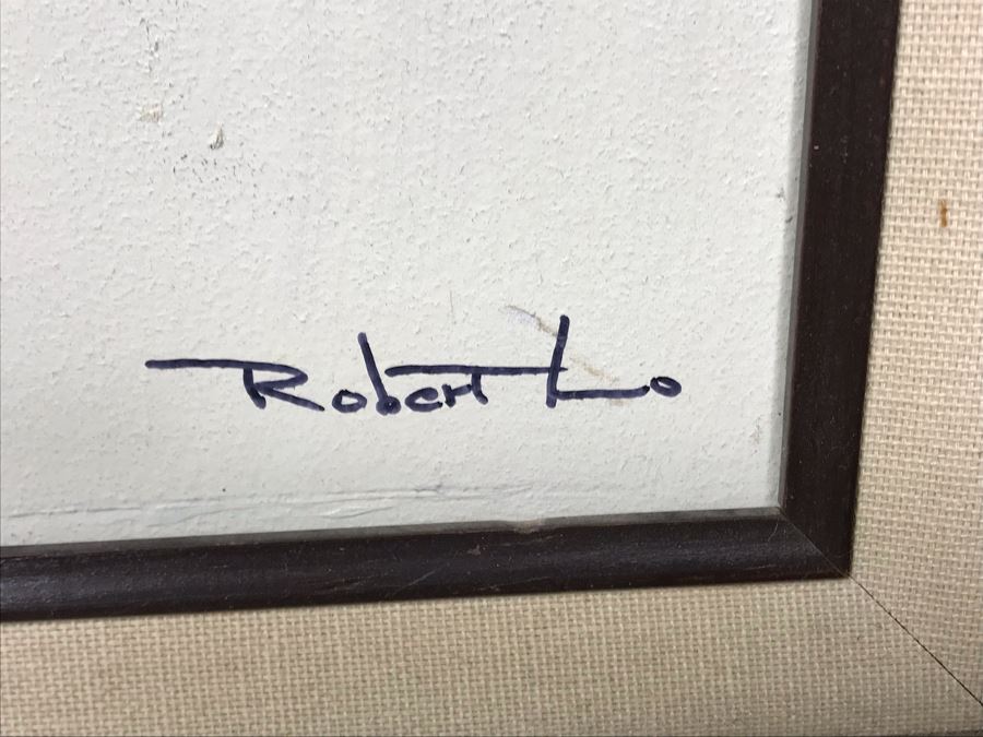 Framed Original Signed Oil Painting Of Chinese Junk Boats By Robert Lo 31' X 26' [Photo 6]