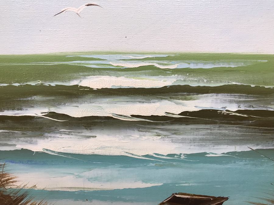 Framed Original Signed Oil Painting Seascape By Engel 38' X 26' [Photo 4]