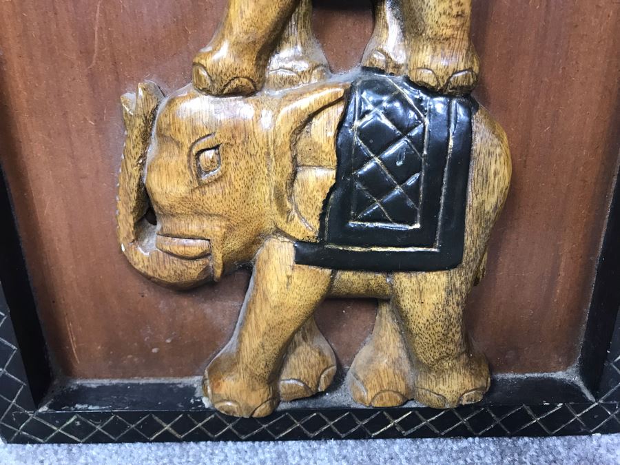 Carved Wooden Stacking Elephants Artwork 11' X 32' [Photo 3]