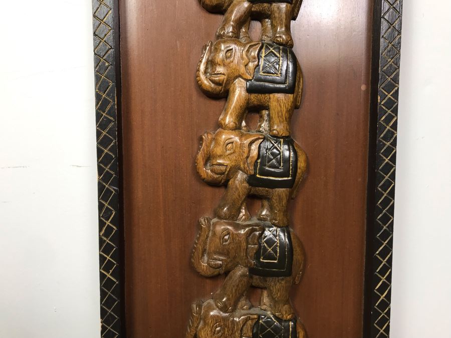 Carved Wooden Stacking Elephants Artwork 11' X 32' [Photo 5]