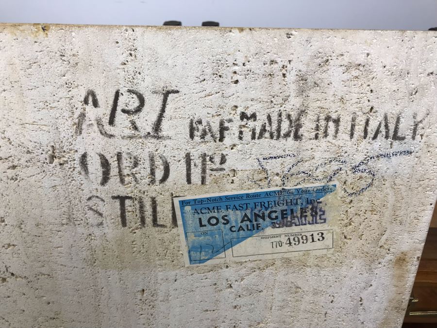 Pair Of Mid-Century Wooden Side Tables With Italian Marble Tops By Medallion Limited 24'W X 28'D X 19'H [Photo 16]