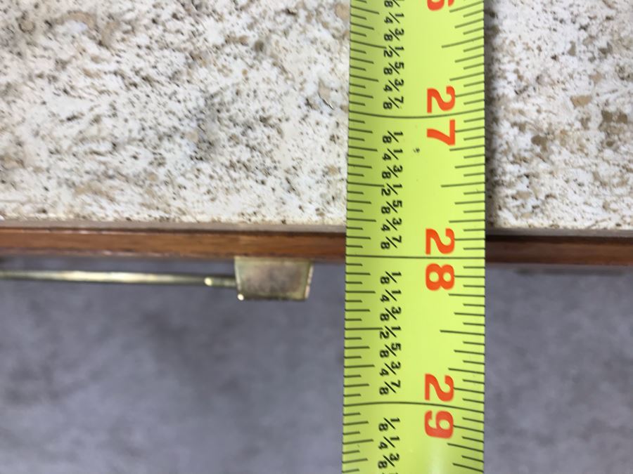 Pair Of Mid-Century Wooden Side Tables With Italian Marble Tops By Medallion Limited 24'W X 28'D X 19'H [Photo 12]