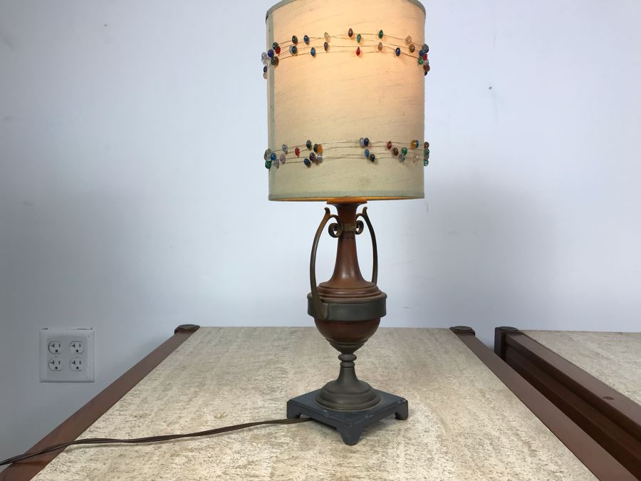 Vintage Wood And Brass Table Lamp [Photo 8]