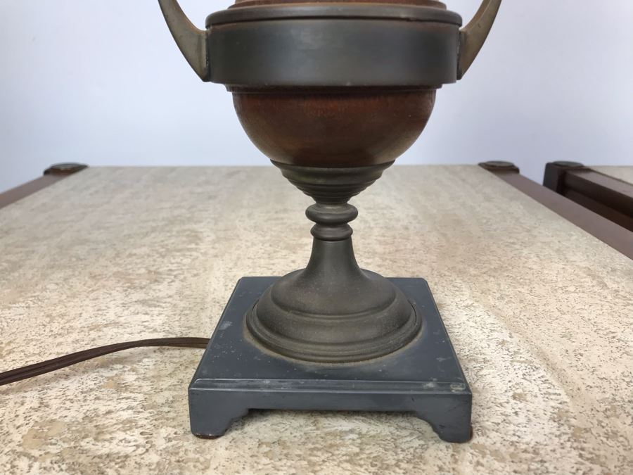 Vintage Wood And Brass Table Lamp [Photo 4]