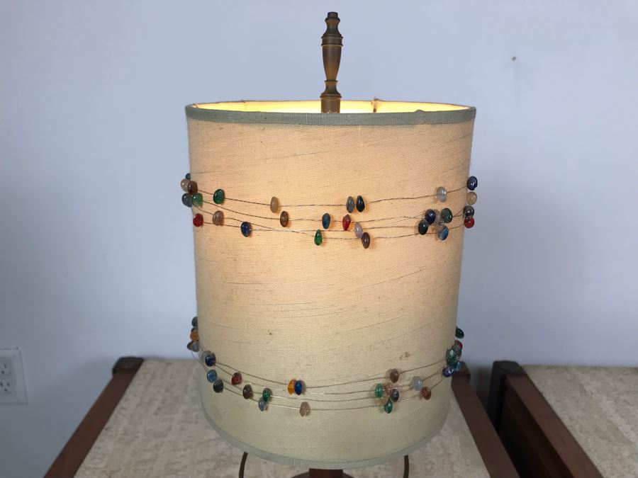 Vintage Wood And Brass Table Lamp [Photo 7]