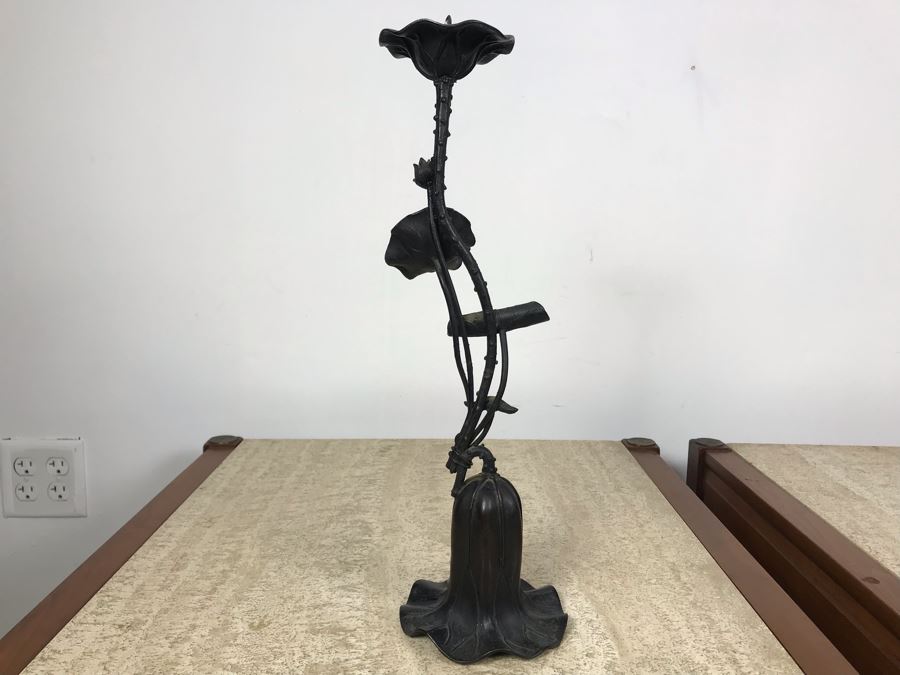 Vintage Asian Bronze Sculptural Candle Holder 16'H With Museum Id - Some Items In This Sale Were Appraised And Featured In The Pacific Asia Museum In Pasadena, CA [Photo 7]