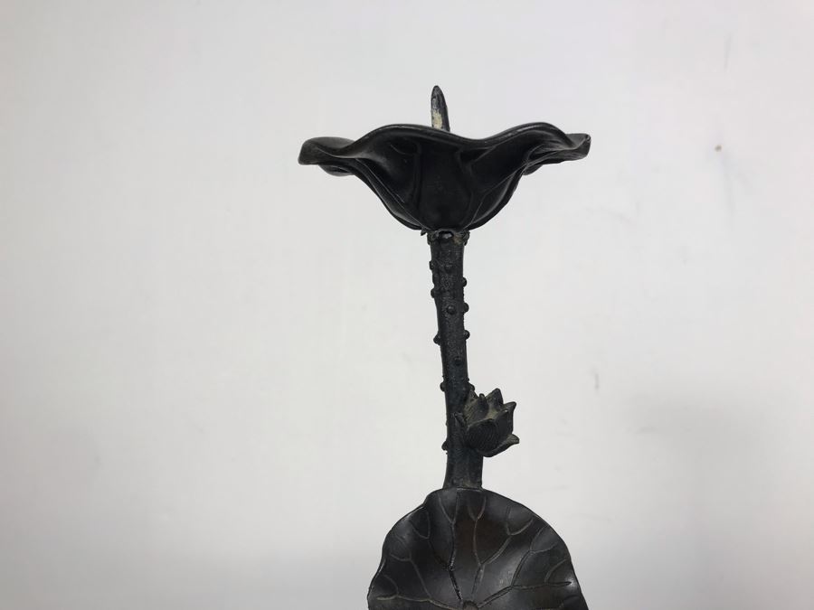 Vintage Asian Bronze Sculptural Candle Holder 16'H With Museum Id - Some Items In This Sale Were Appraised And Featured In The Pacific Asia Museum In Pasadena, CA [Photo 6]