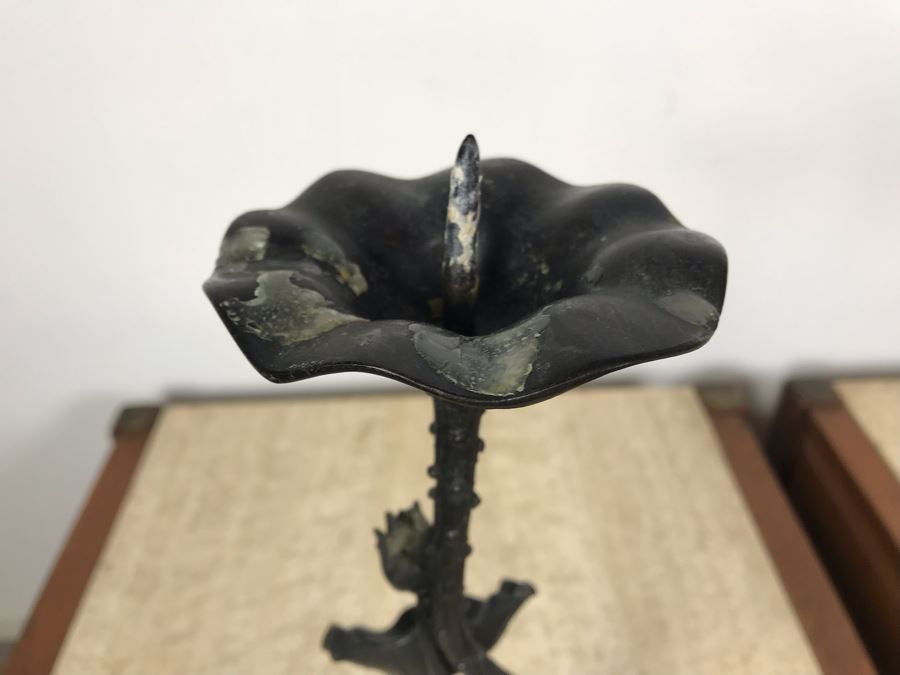 Vintage Asian Bronze Sculptural Candle Holder 16'H With Museum Id - Some Items In This Sale Were Appraised And Featured In The Pacific Asia Museum In Pasadena, CA [Photo 8]