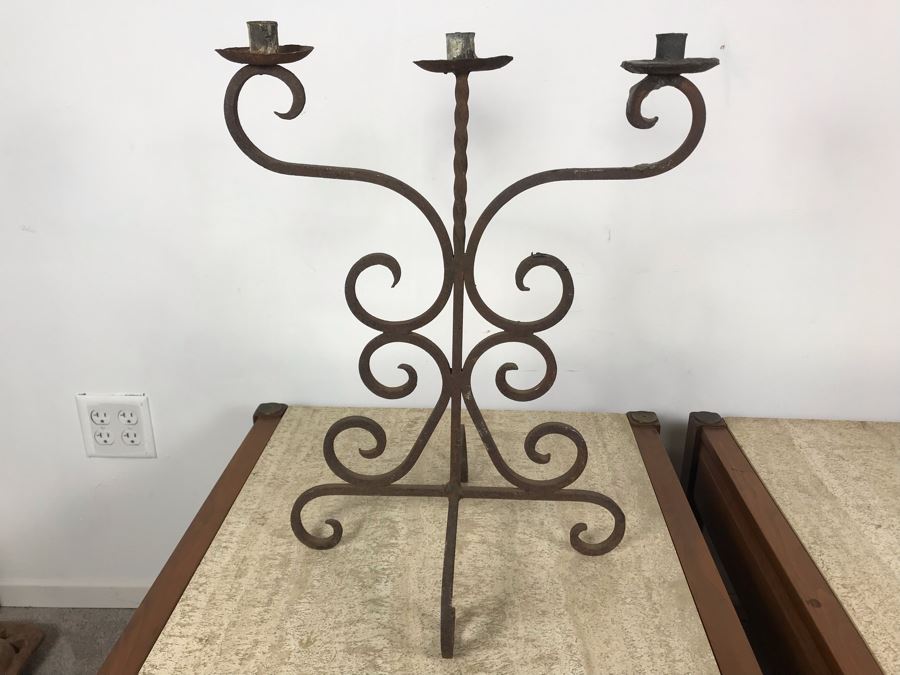 Wrought Iron Candle Holder 21'H