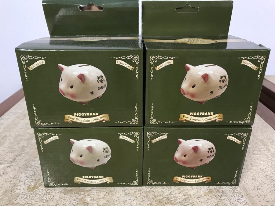 (4) New Irish Fine Porcelain Piggy Banks In Original Boxes [Photo 1]