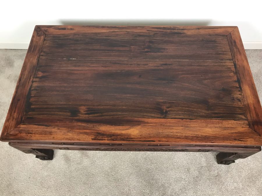 Antique Chinese Rosewood Table - Has Been Reinforced Under Table - See Photos 32'W X 19'D X 12.5'H [Photo 8]
