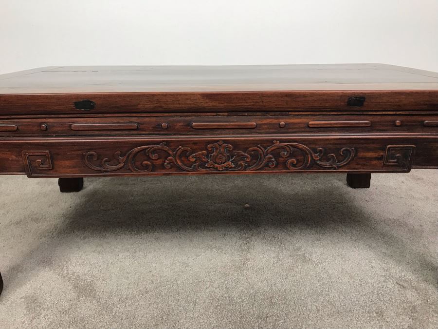 Antique Chinese Rosewood Table - Has Been Reinforced Under Table - See Photos 32'W X 19'D X 12.5'H [Photo 3]
