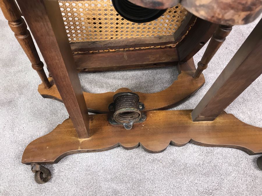Antique Eastlake Cane Rocking Chair On Metal Casters [Photo 11]