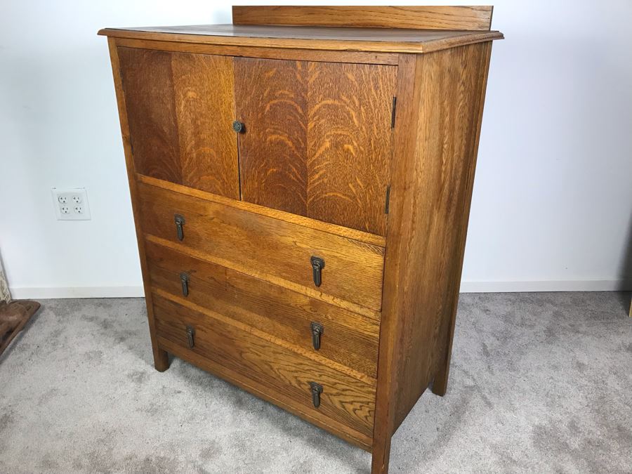 Antique Oak Cabinet With 3-Drawers 32'W X 18'D X 42'H [Photo 13]