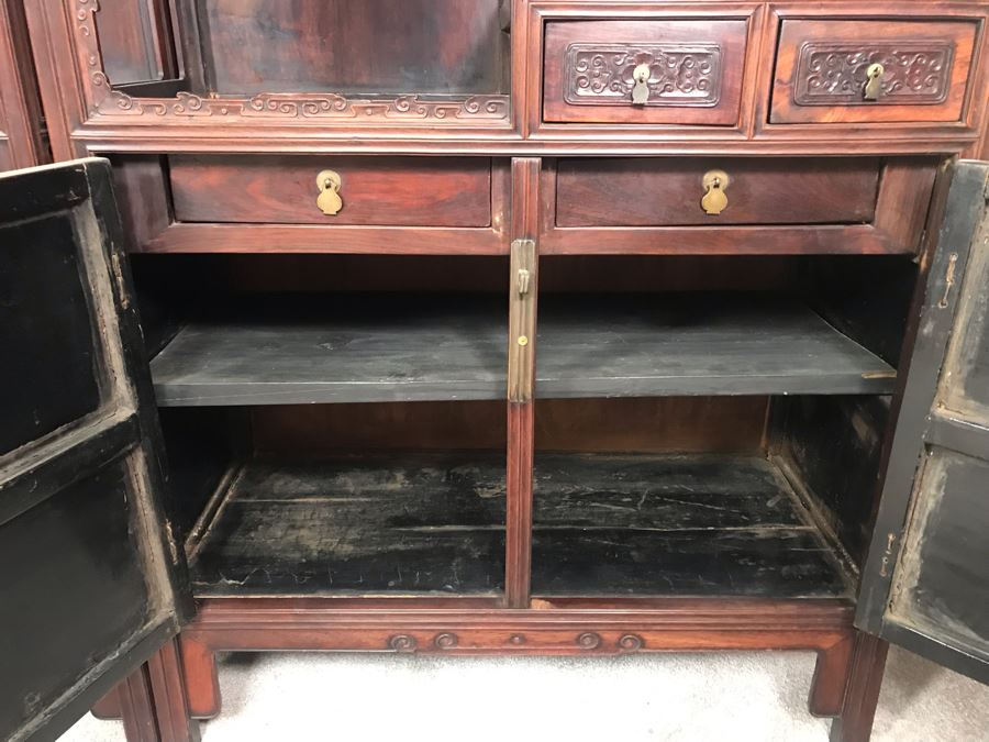 Pair Of Antique Chinese Rosewood Cabinets 35'W X 17'D X 62'H [Photo 9]