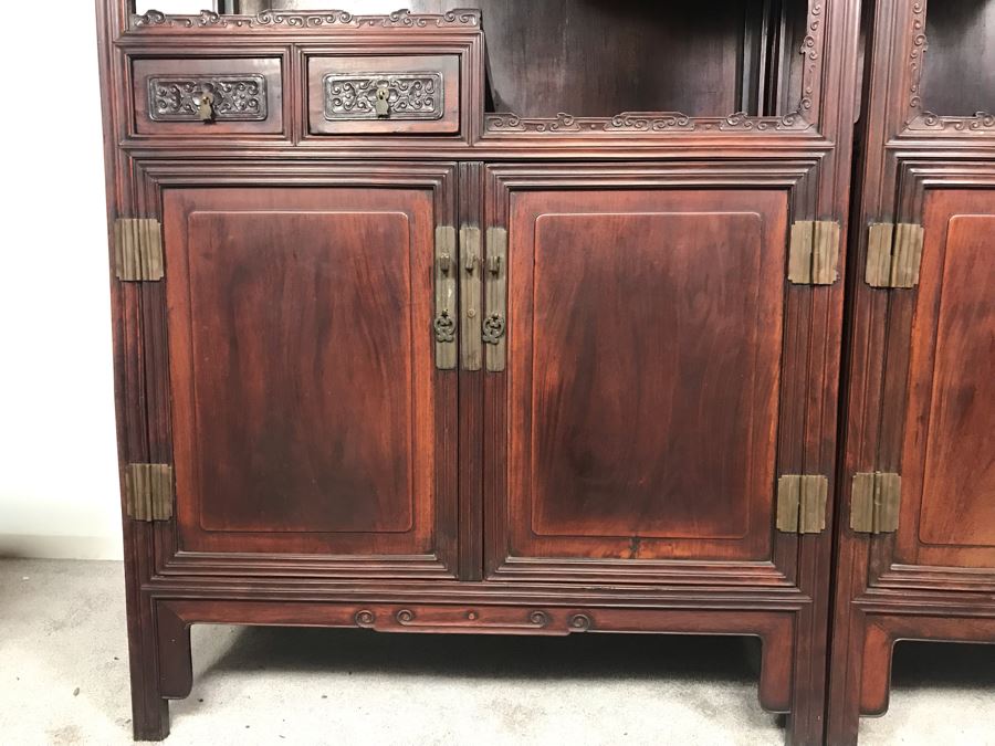 Pair Of Antique Chinese Rosewood Cabinets 35'W X 17'D X 62'H [Photo 43]