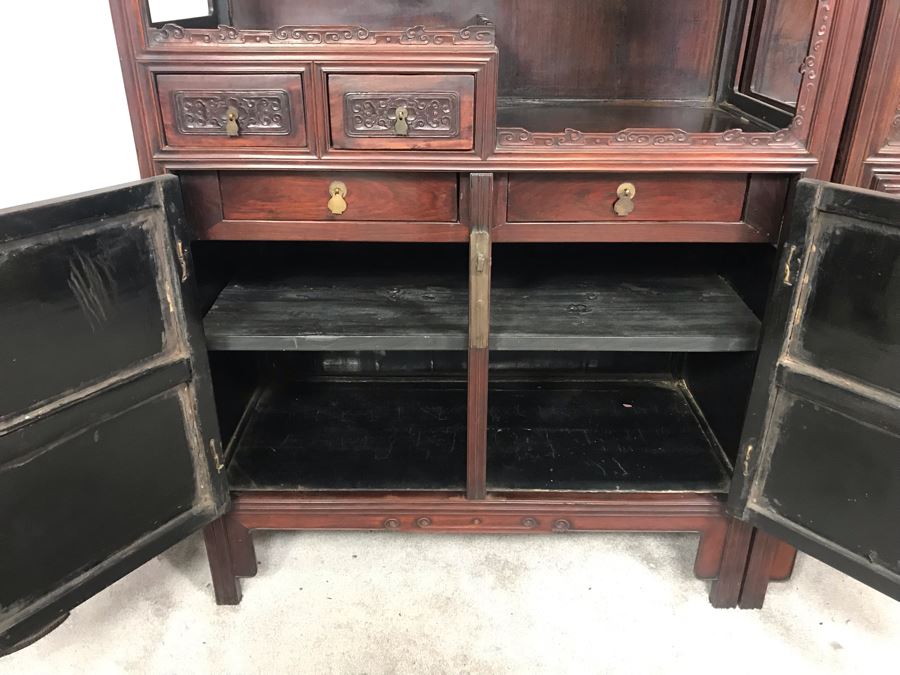 Pair Of Antique Chinese Rosewood Cabinets 35'W X 17'D X 62'H [Photo 16]