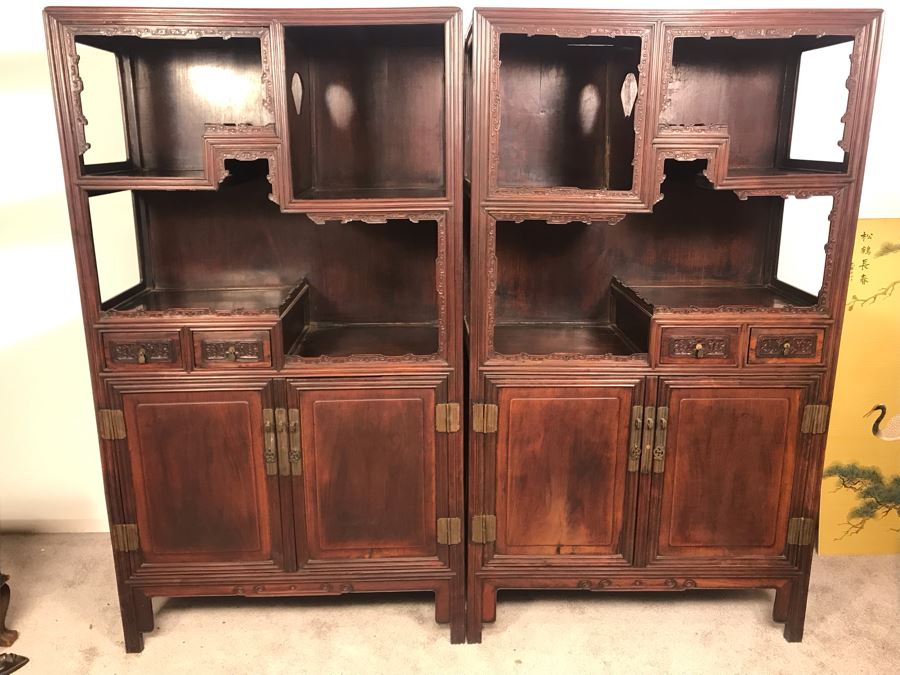 Pair Of Antique Chinese Rosewood Cabinets 35'W X 17'D X 62'H [Photo 39]