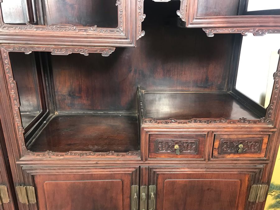 Pair Of Antique Chinese Rosewood Cabinets 35'W X 17'D X 62'H [Photo 30]