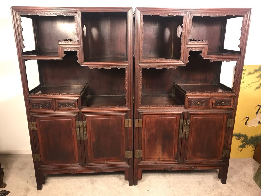 Pair Of Antique Chinese Rosewood Cabinets 35'W X 17'D X 62'H [Photo 23]