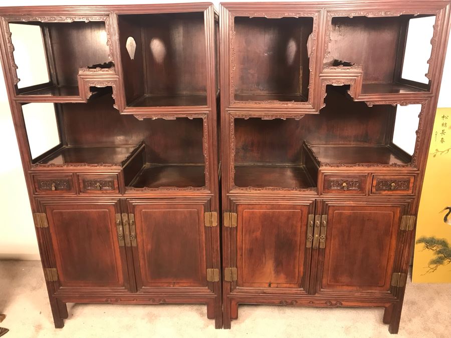 Pair Of Antique Chinese Rosewood Cabinets 35'W X 17'D X 62'H [Photo 27]