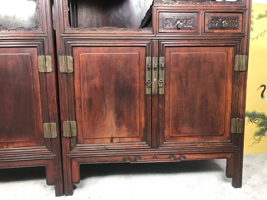 Pair Of Antique Chinese Rosewood Cabinets 35'W X 17'D X 62'H