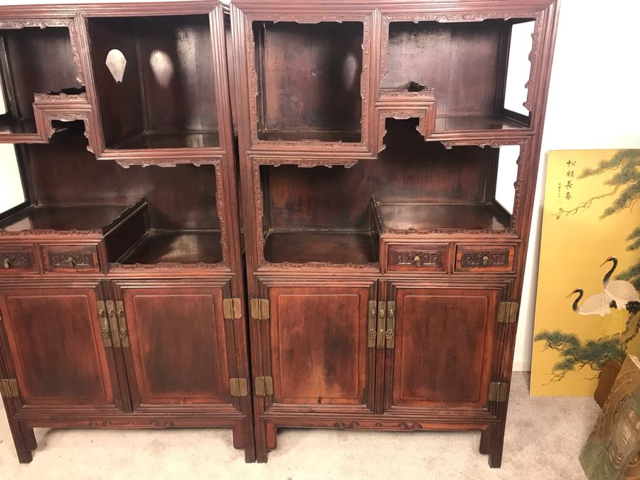 Pair Of Antique Chinese Rosewood Cabinets 35'W X 17'D X 62'H [Photo 22]