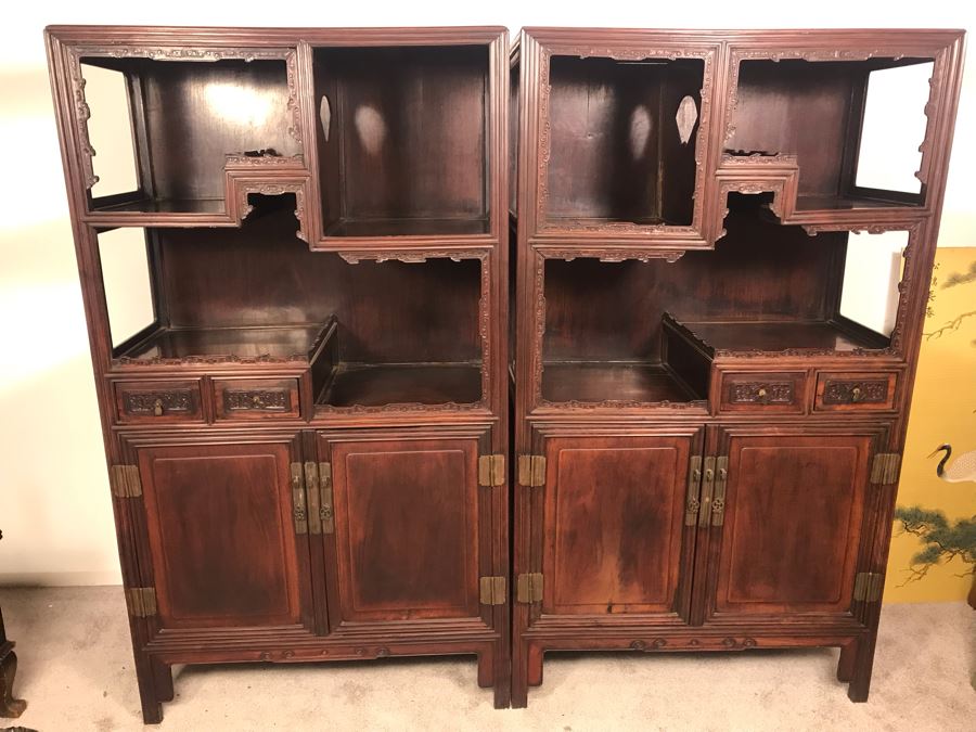 Pair Of Antique Chinese Rosewood Cabinets 35'W X 17'D X 62'H [Photo 24]