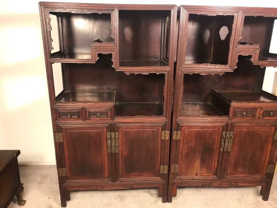 Pair Of Antique Chinese Rosewood Cabinets 35'W X 17'D X 62'H [Photo 26]