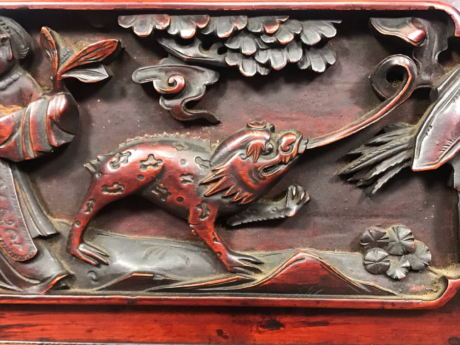 Stunning Single Antique Chinese Intricately Carved Rosewood Cabinet 34'W X 17'D X 63.5'H [Photo 23]