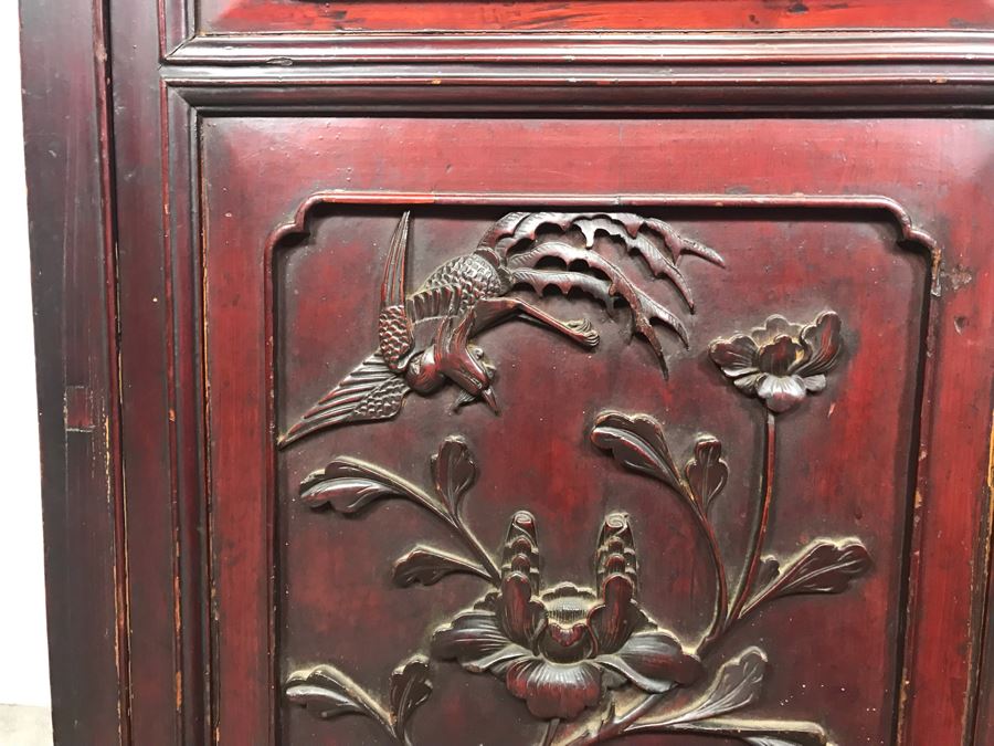 Stunning Single Antique Chinese Intricately Carved Rosewood Cabinet 34'W X 17'D X 63.5'H [Photo 33]