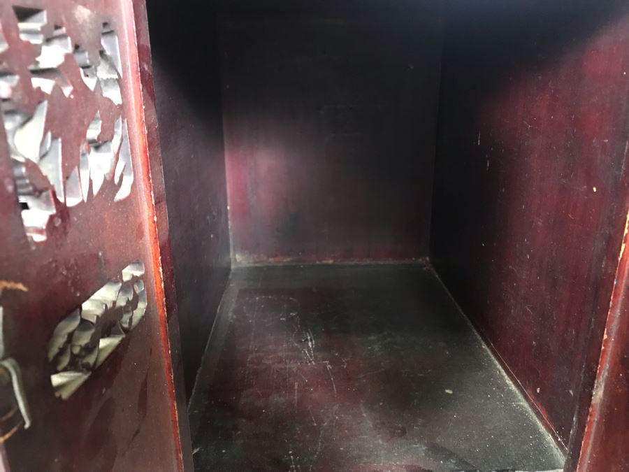 Stunning Single Antique Chinese Intricately Carved Rosewood Cabinet 34'W X 17'D X 63.5'H [Photo 42]