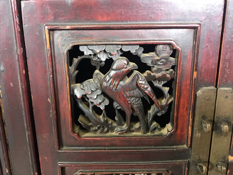 Stunning Single Antique Chinese Intricately Carved Rosewood Cabinet 34'W X 17'D X 63.5'H [Photo 16]