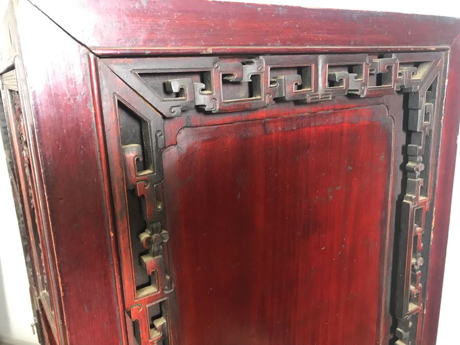 Stunning Single Antique Chinese Intricately Carved Rosewood Cabinet 34'W X 17'D X 63.5'H [Photo 54]