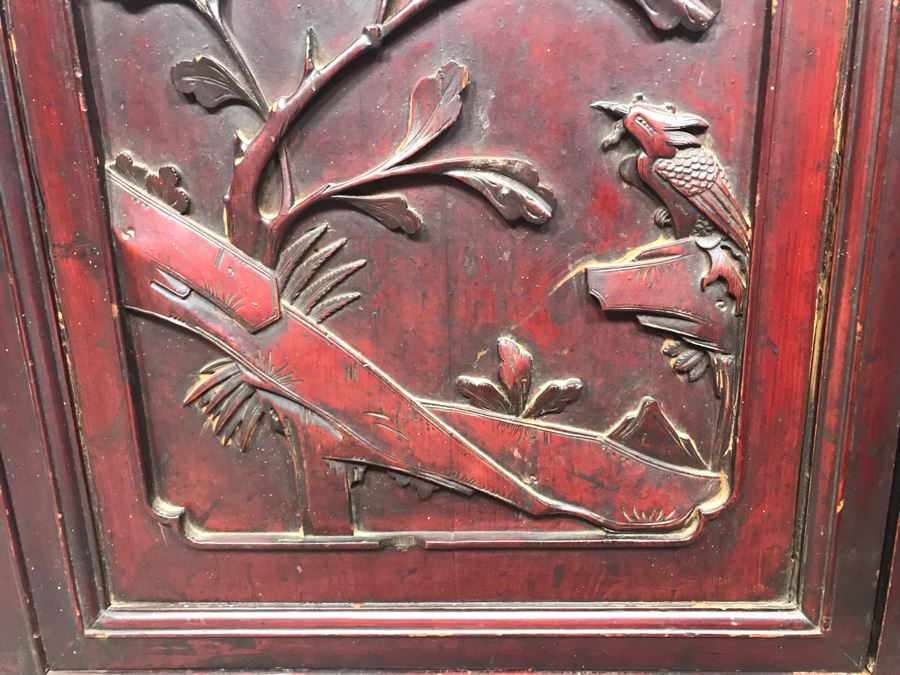 Stunning Single Antique Chinese Intricately Carved Rosewood Cabinet 34'W X 17'D X 63.5'H [Photo 36]