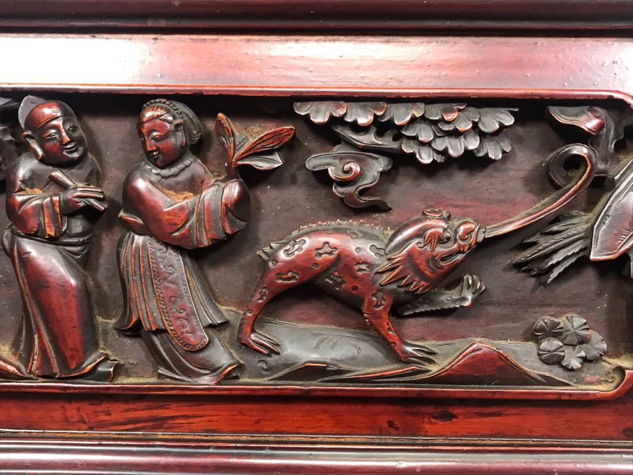 Stunning Single Antique Chinese Intricately Carved Rosewood Cabinet 34'W X 17'D X 63.5'H [Photo 22]