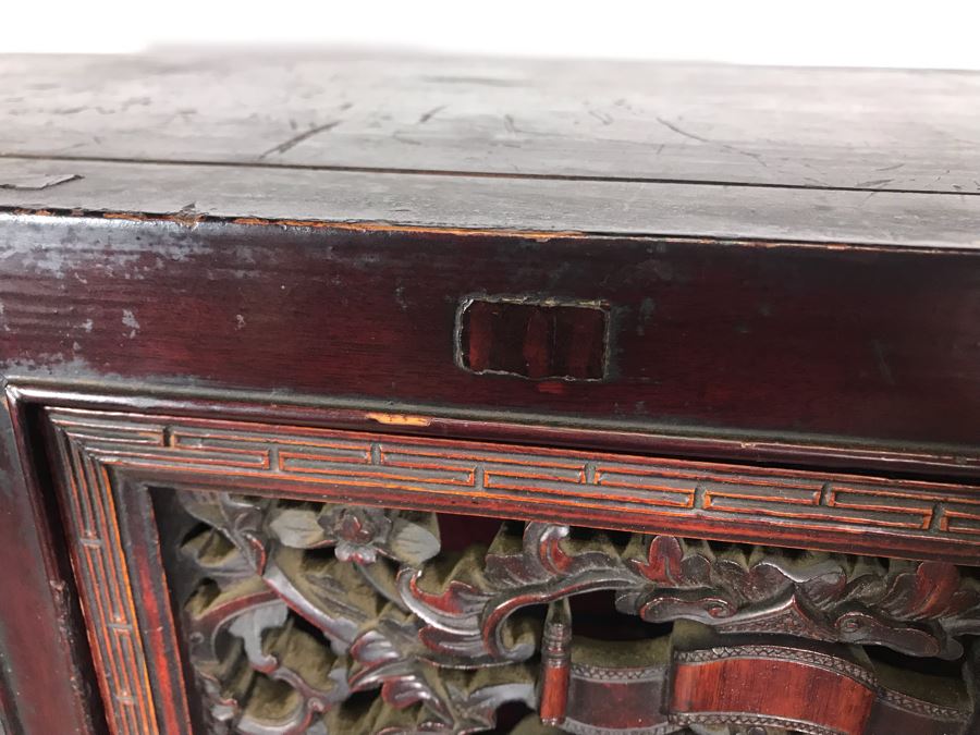 Stunning Single Antique Chinese Intricately Carved Rosewood Cabinet 34'W X 17'D X 63.5'H [Photo 47]