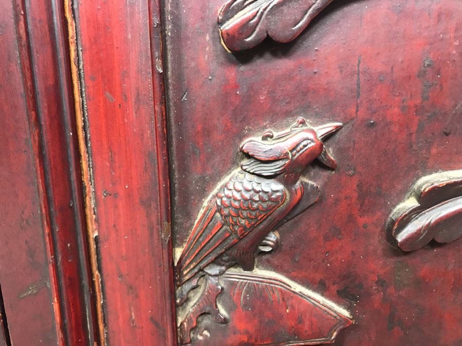 Stunning Single Antique Chinese Intricately Carved Rosewood Cabinet 34'W X 17'D X 63.5'H [Photo 32]