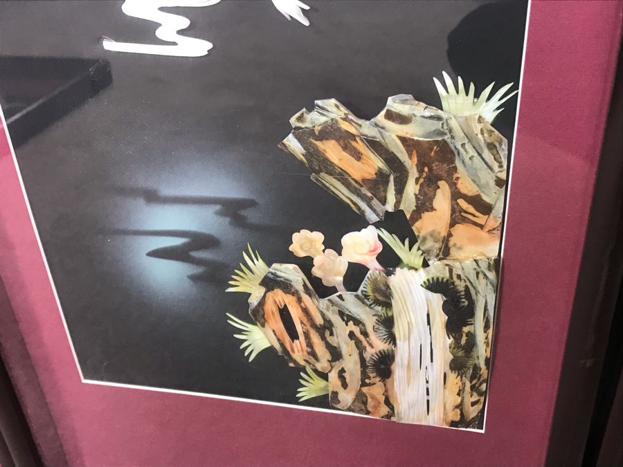 Set Of (4) Handmade Chinese Shell Artwork Shadow Box 3-D Panels Each 13' X 31' [Photo 18]