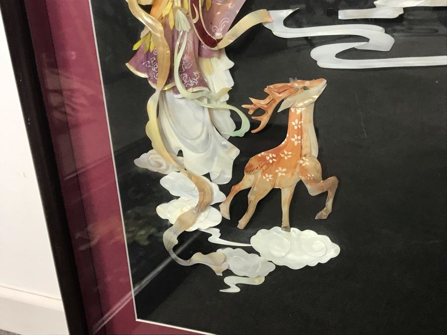 Set Of (4) Handmade Chinese Shell Artwork Shadow Box 3-D Panels Each 13' X 31' [Photo 15]