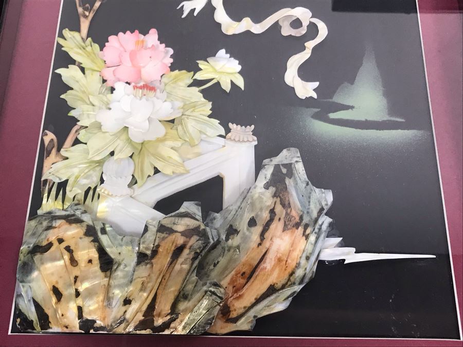 Set Of (4) Handmade Chinese Shell Artwork Shadow Box 3-D Panels Each 13' X 31' [Photo 10]