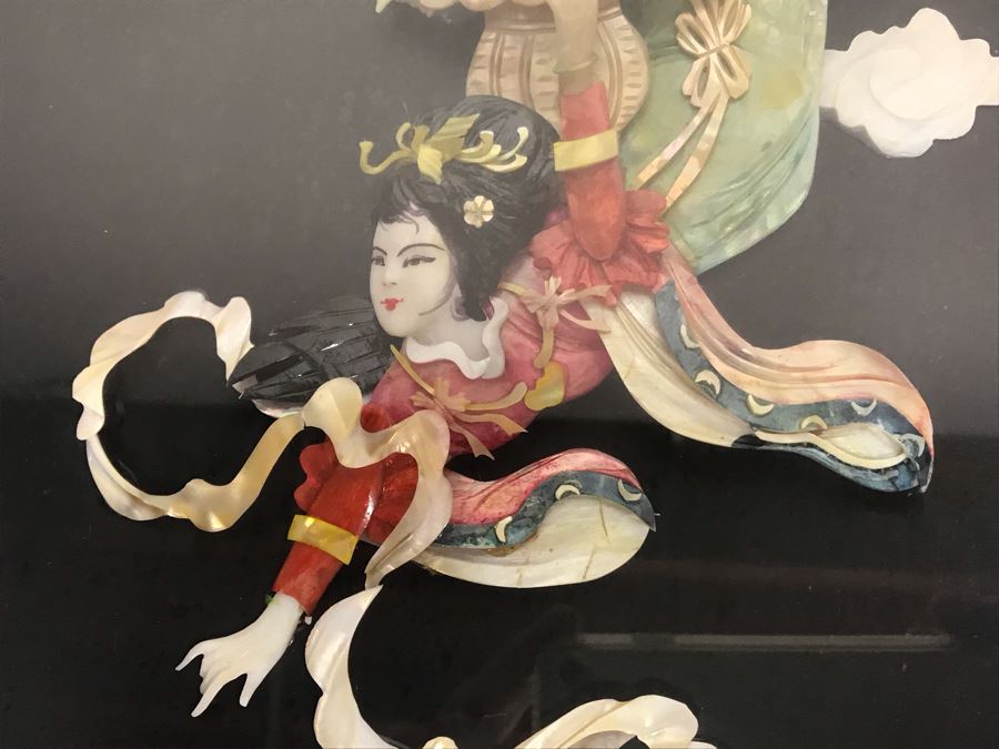 Set Of (4) Handmade Chinese Shell Artwork Shadow Box 3-D Panels Each 13' X 31' [Photo 8]