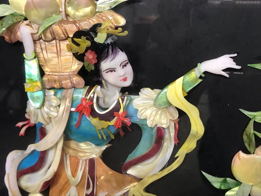 Set Of (4) Handmade Chinese Shell Artwork Shadow Box 3-D Panels Each 13' X 31' [Photo 14]