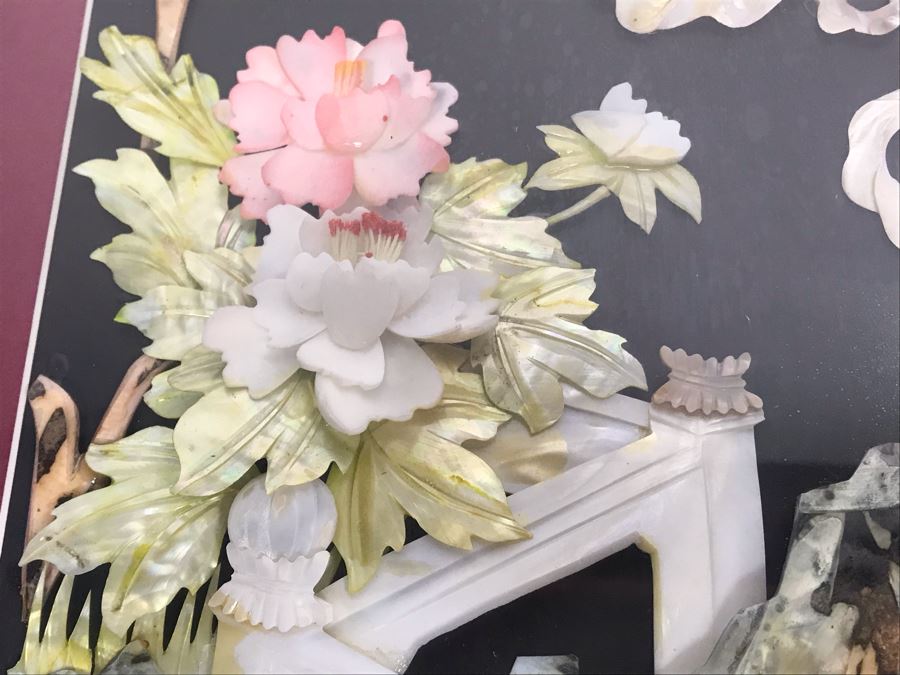 Set Of (4) Handmade Chinese Shell Artwork Shadow Box 3-D Panels Each 13' X 31' [Photo 11]