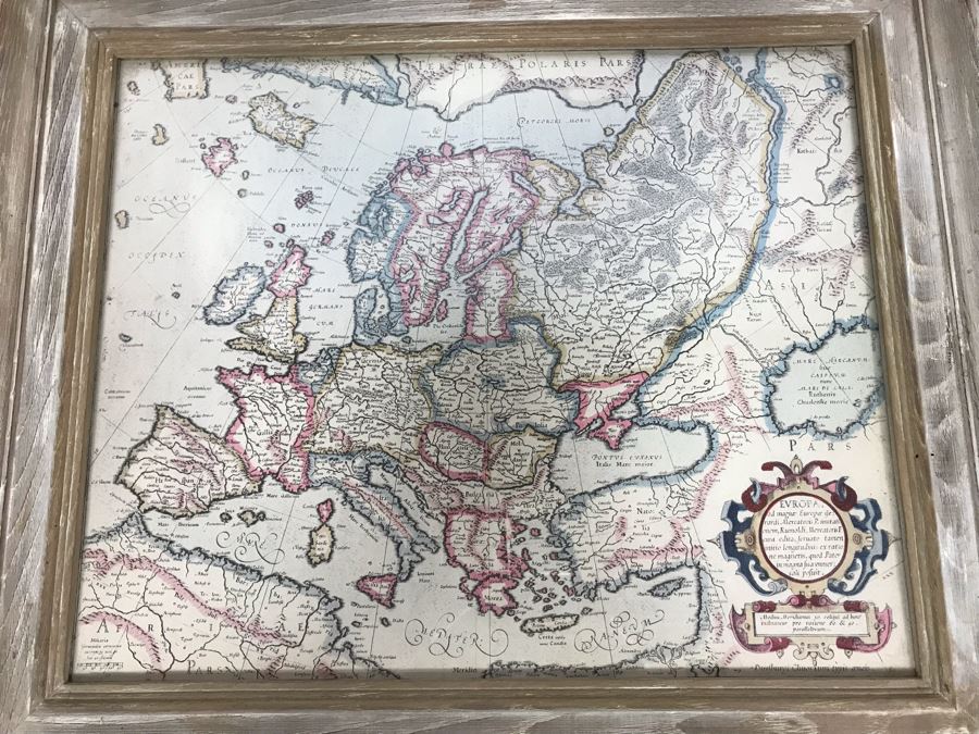 Vintage Framed Map Of Europe 22' X 19' [Photo 2]